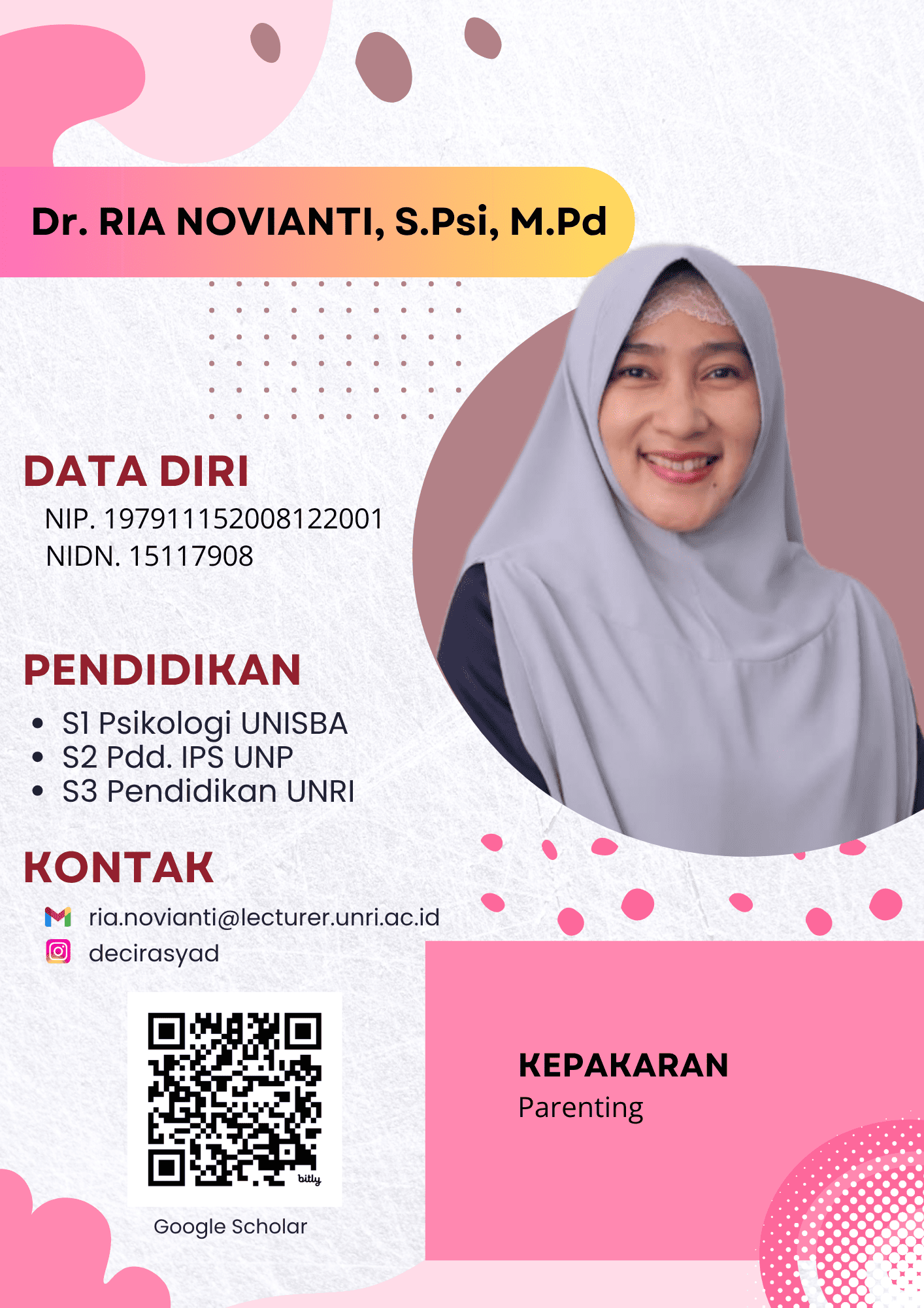 Dr. Ria Novianti, S.Psi, M.Pd.